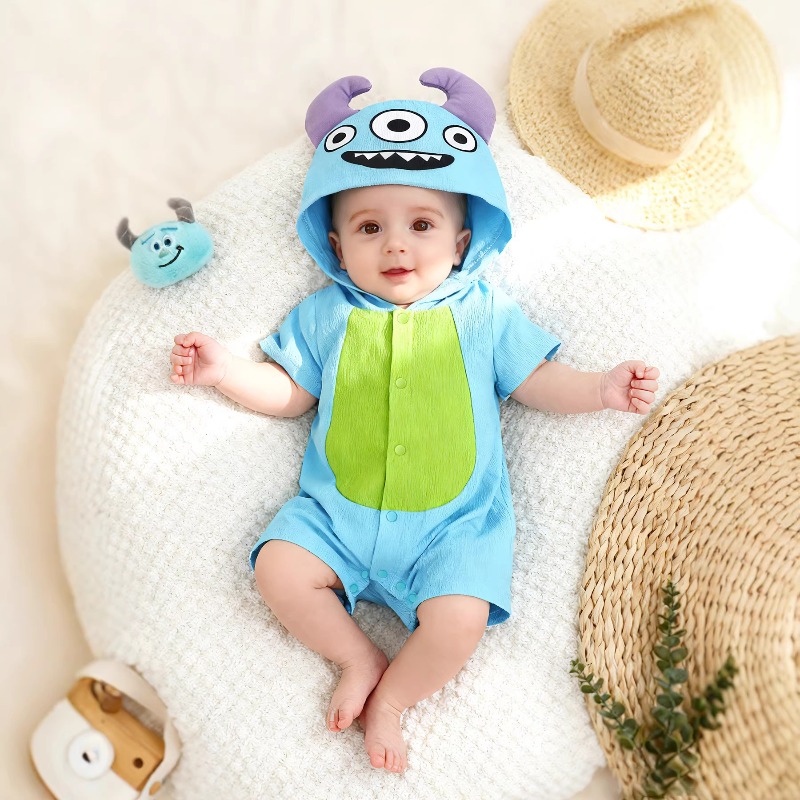 Newborn Baby Blue Monster Romp - Cotton Baby Onesies Zipper 评论和价格