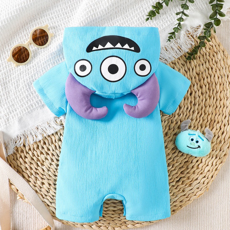 Newborn Baby Blue Monster Romp - Cotton Baby Onesies Zipper 评论和价格