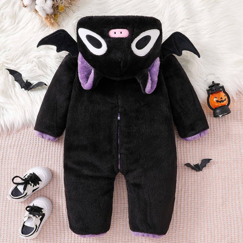 Newborn Baby Black Purple Cat  - Cotton Baby Onesies Zipper 评论和价格