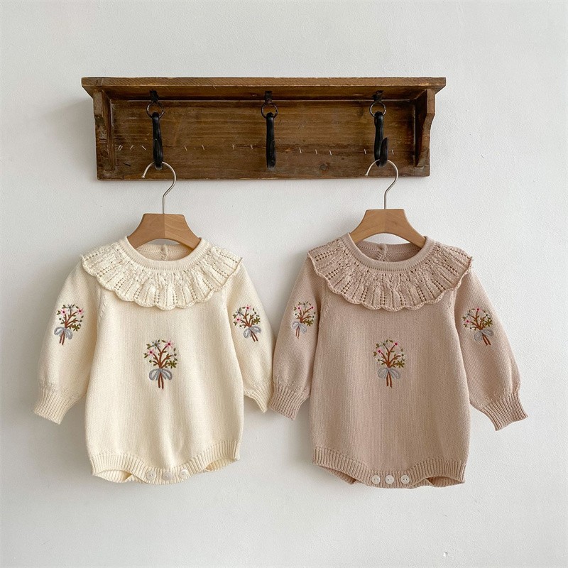 Spring Autumn Newborn Knitting - Newborn Baby Girl Romper Floral 评论和价格
