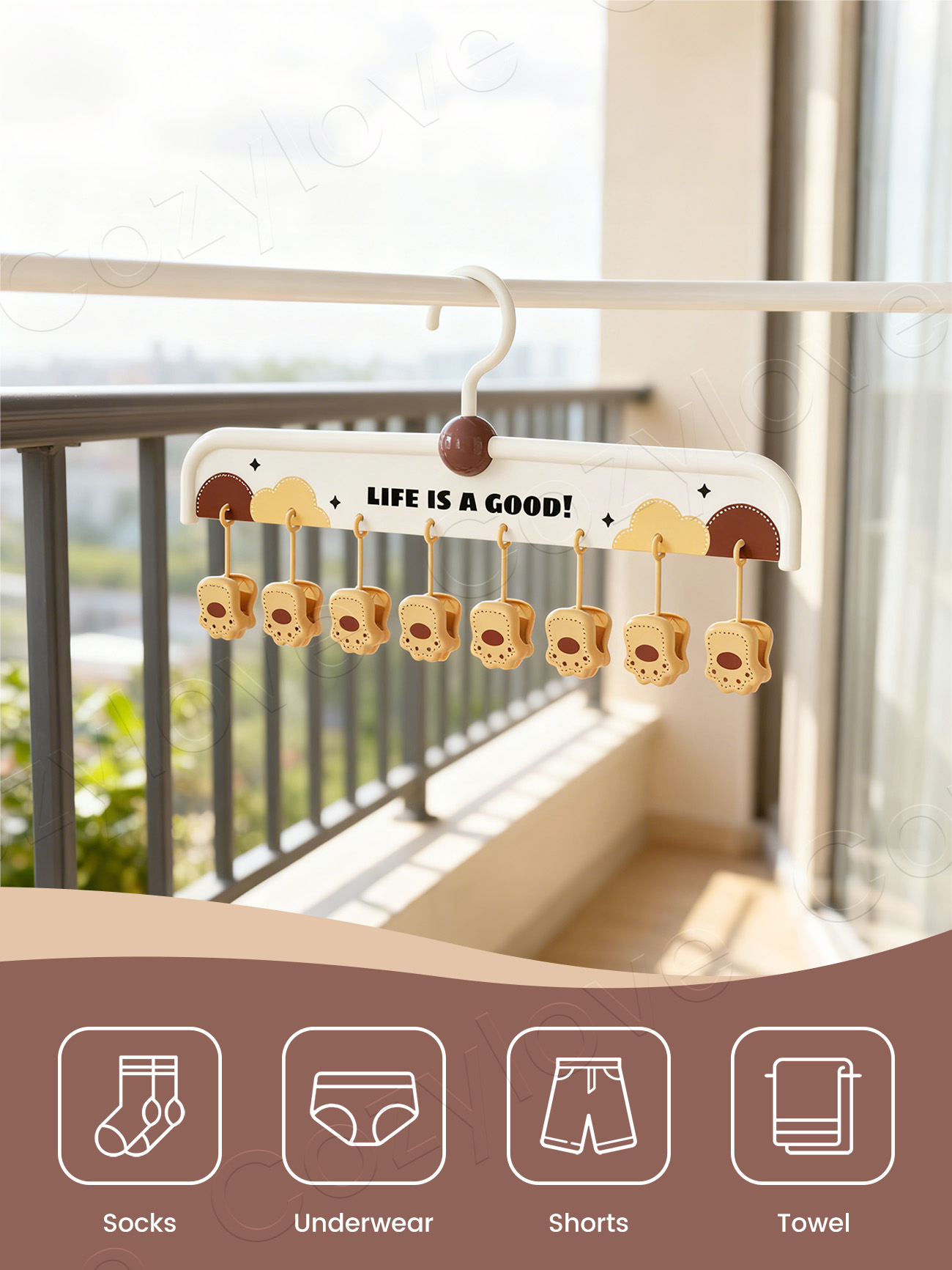 Cute 8 Clip Sock Hanger with 3 - Baby Clothes 评论和价格