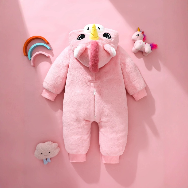 Newborn Baby Pink Unicorn Romp - Cotton Baby Onesies Zipper 评论和价格