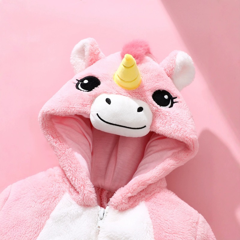 Newborn Baby Pink Unicorn Romp - Cotton Baby Onesies Zipper 评论和价格
