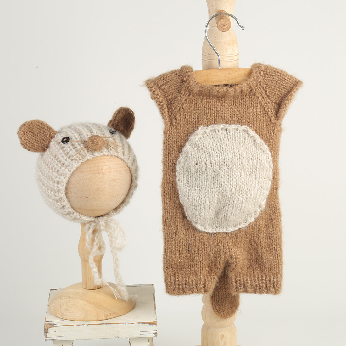 Knitted Beaver Newborn Photogr - Infant Photography Props Outfit 评论和价格