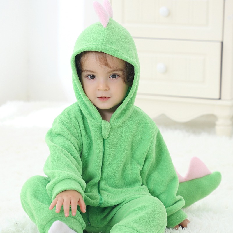 Newborn Baby Green Dinosaur Ro - Cotton Baby Onesies Zipper 评论和价格