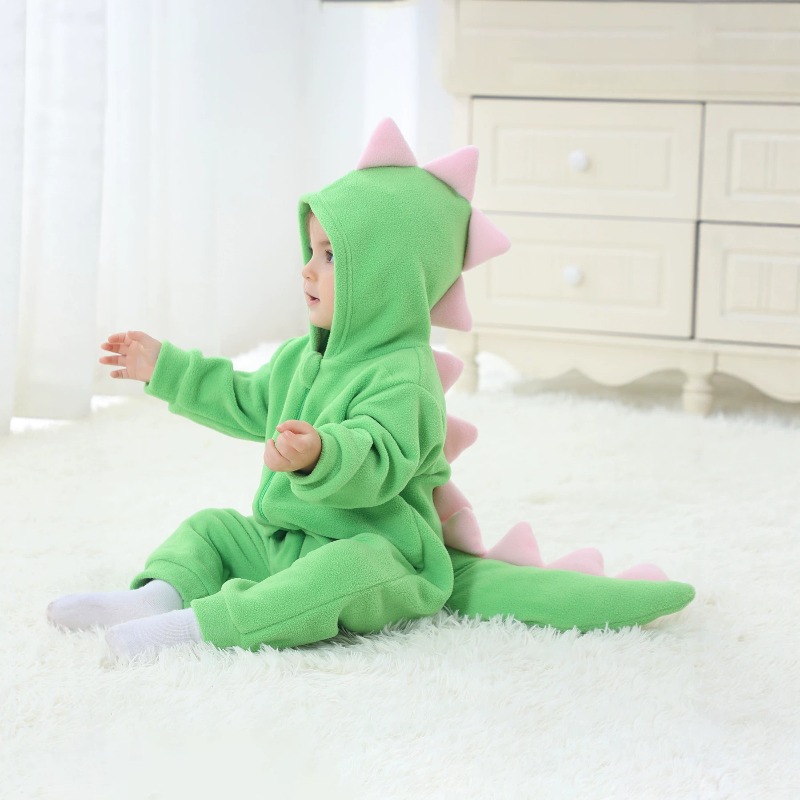 Newborn Baby Green Dinosaur Ro - Cotton Baby Onesies Zipper 评论和价格