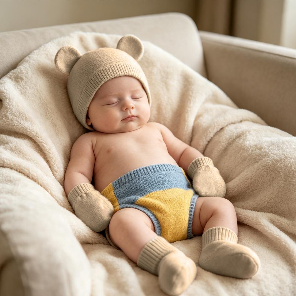 Anti Scratch Mittens for Newbo - Infant Beanie Hat With Ears 评论和价格