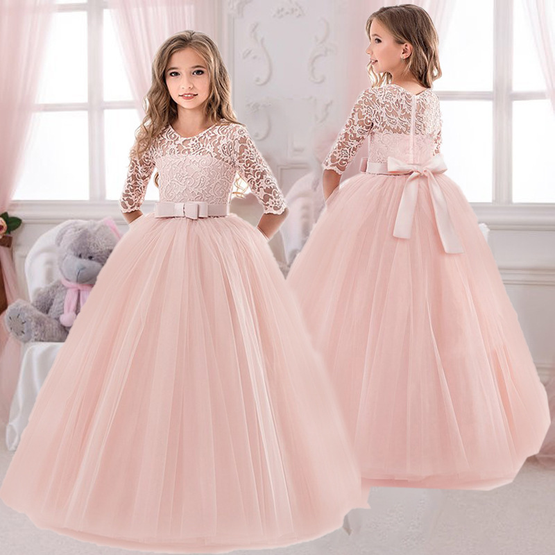 Girls Lace Embroidered Bow Pri - Toddler Girl Tulle Party Dress 评论和价格
