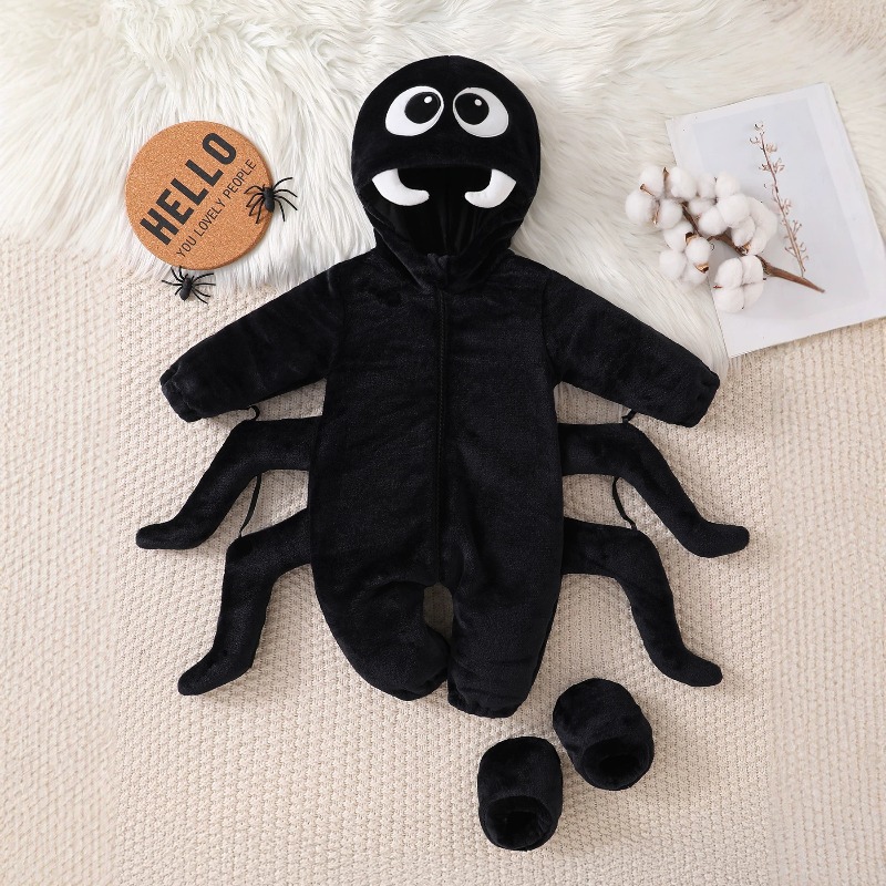 Newborn Baby Black Spider Romp - Cotton Baby Onesies Zipper 评论和价格