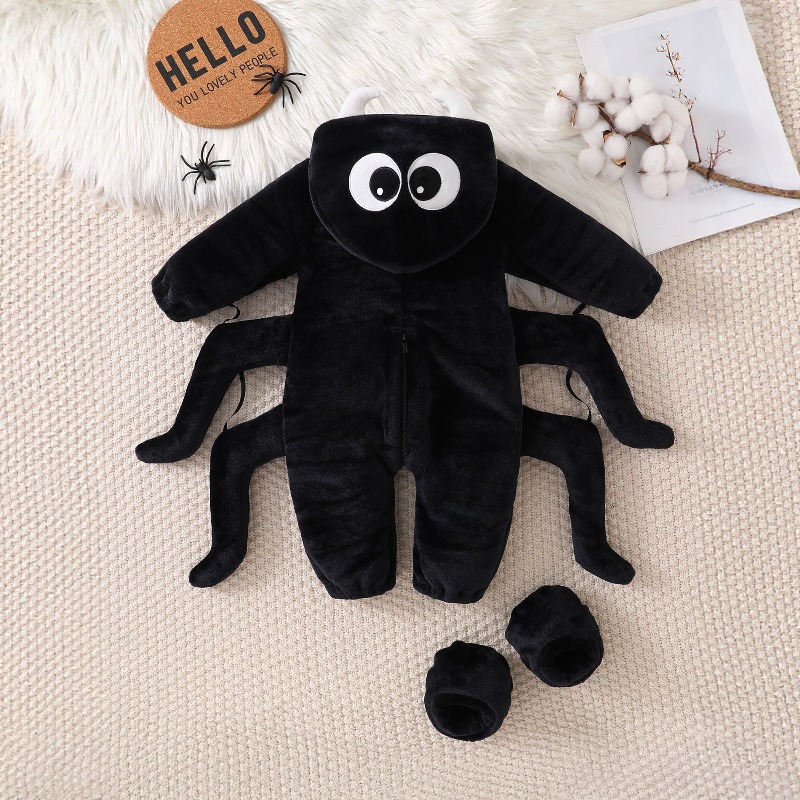 Newborn Baby Black Spider Romp - Cotton Baby Onesies Zipper 评论和价格